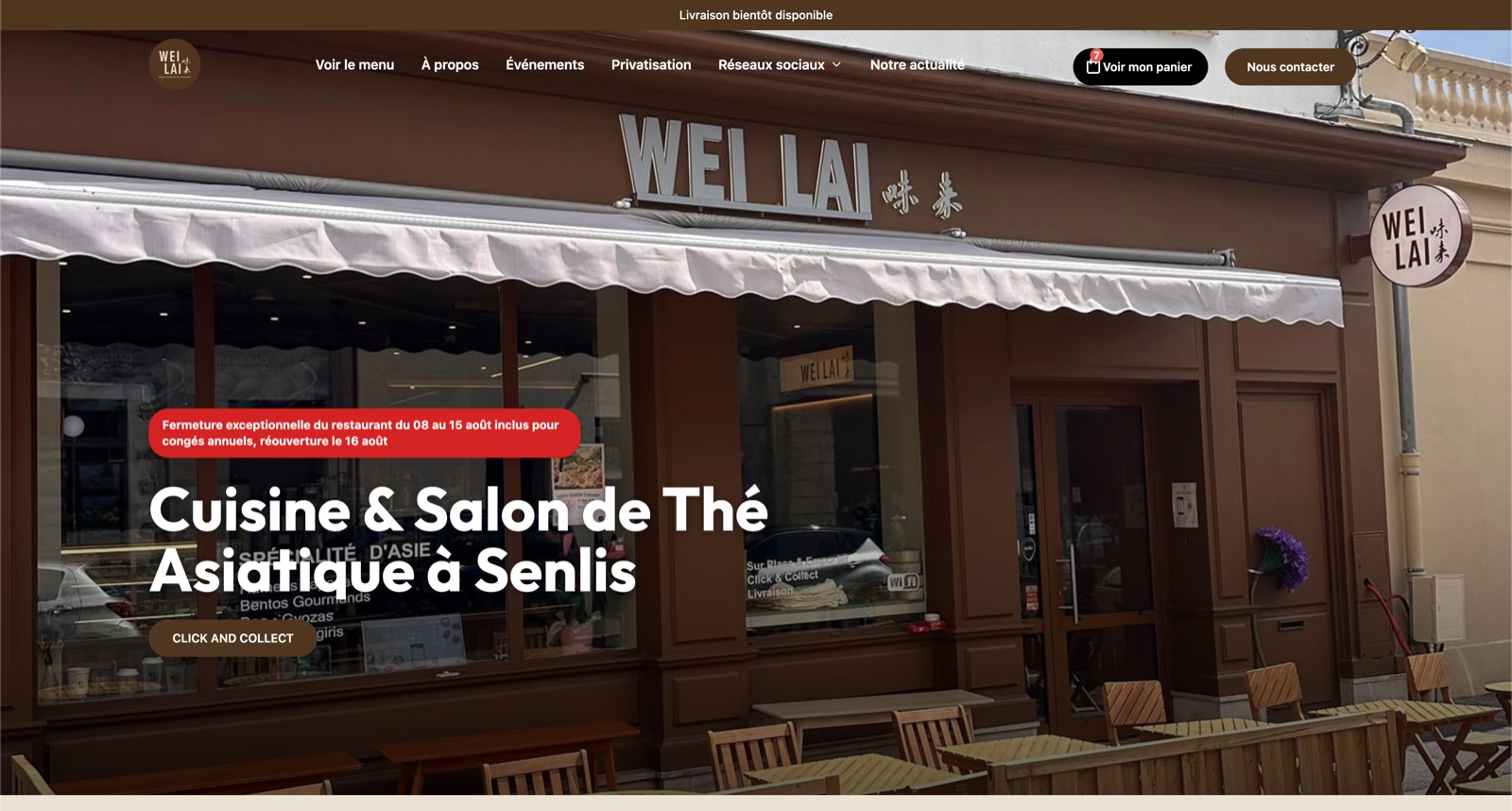 Page d'accueil du site WEI LAI